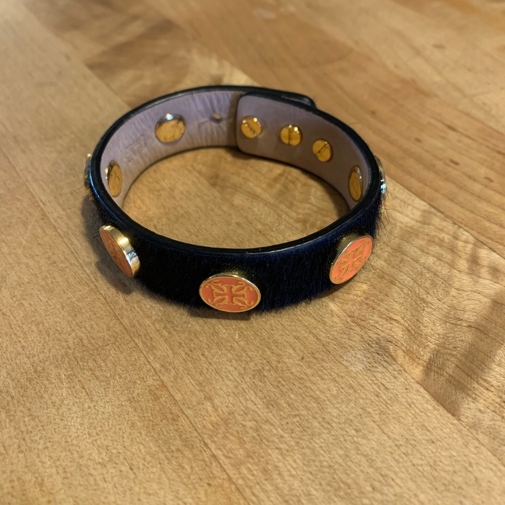 Rustic Cuff Black And Orange Bangle